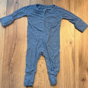 Little Sleepies heathered Blue Ribbed Zip Footed One-Piece